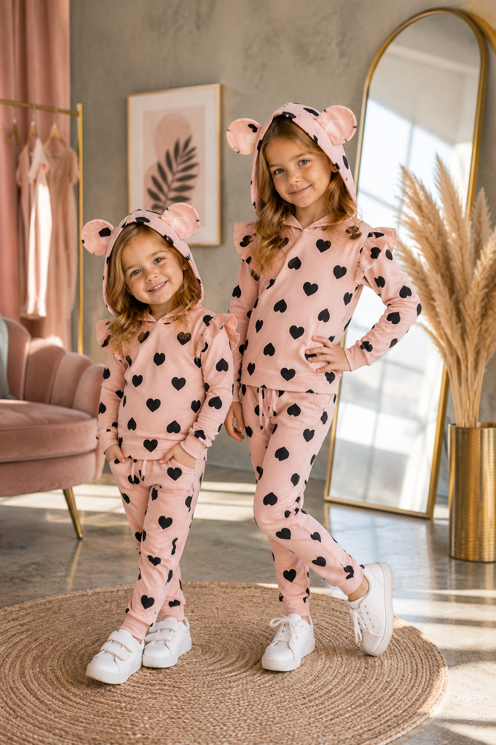 Pink Heart Hooded Tracksuit #1000301