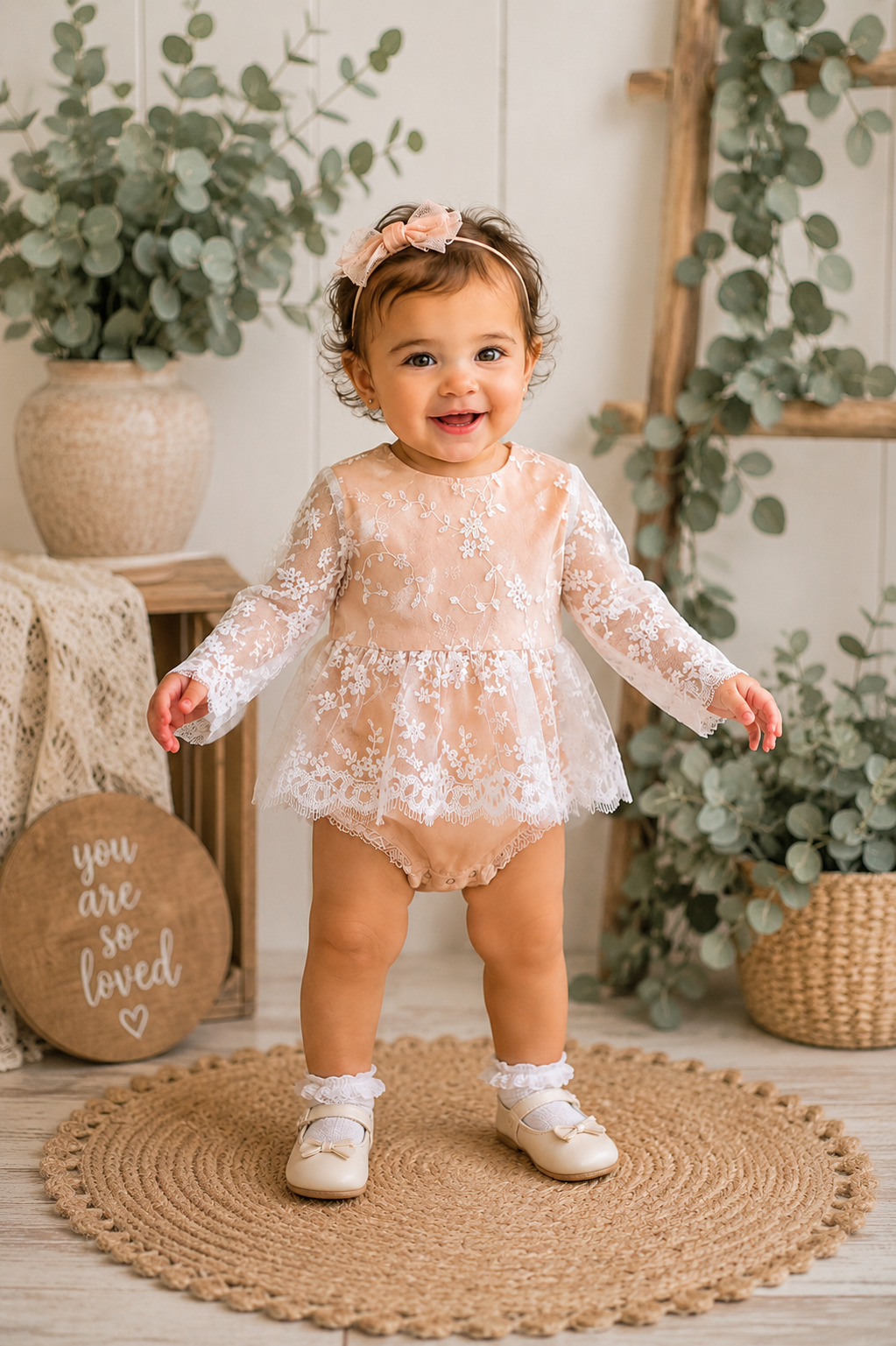 Lace Romper Long Sleeve #1000778