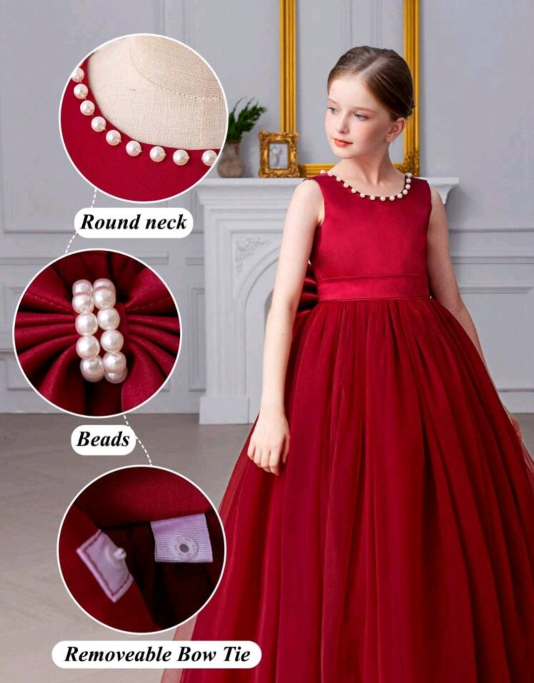 Maroon Special Occasions Dress with Big Bow #1000855