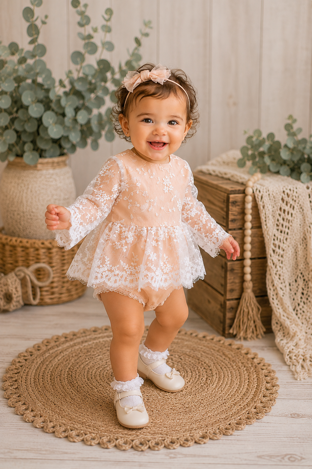 Lace Romper Long Sleeve #1000778