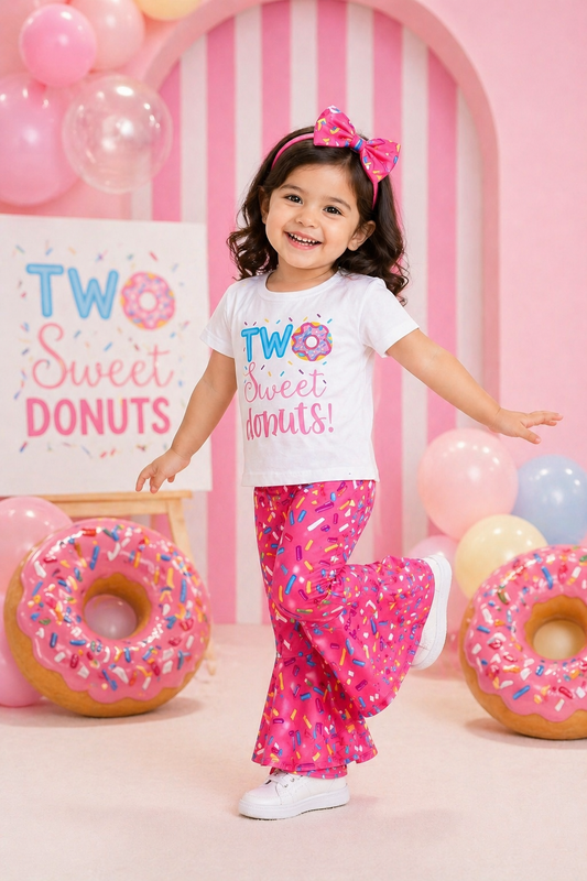 Two Sweet Donuts T-shirt with Bell Bottoms and Headband  #1000284