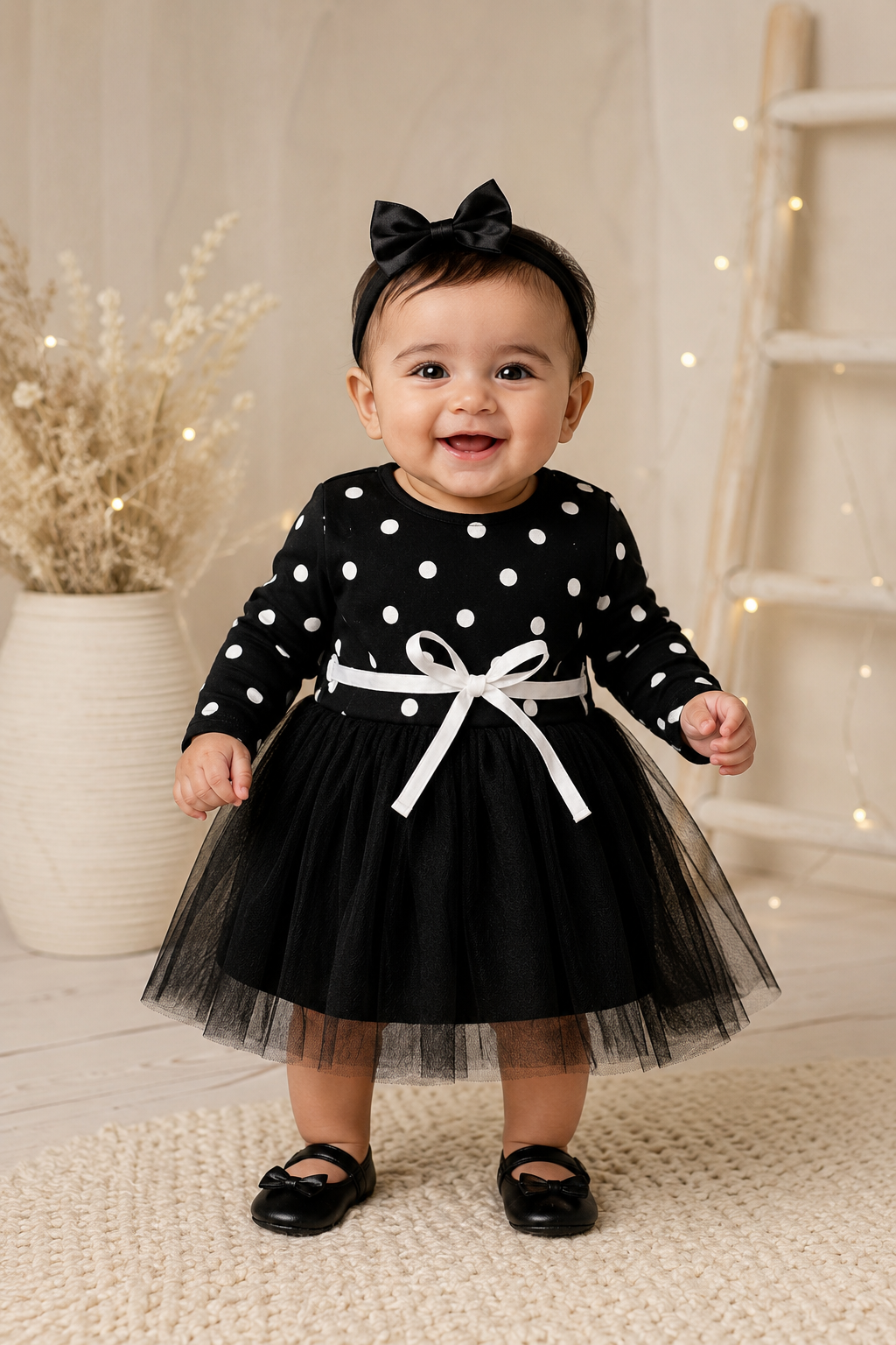 Black Polka Dress with Romantic Tutu #1001008