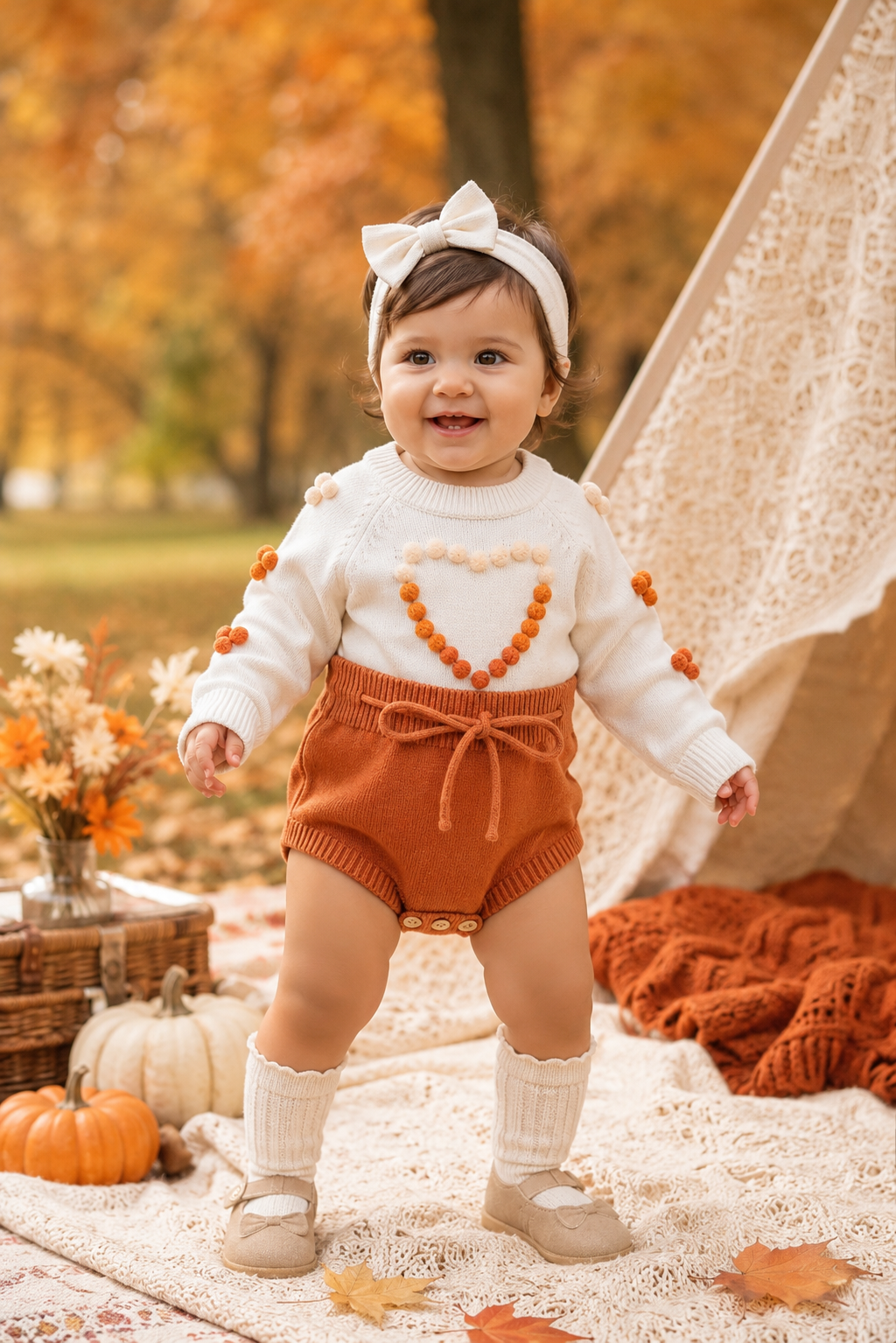 Luxury Knitwear Two-toned Romper  Ombre,  Tan and Burned Orange  #1000217
