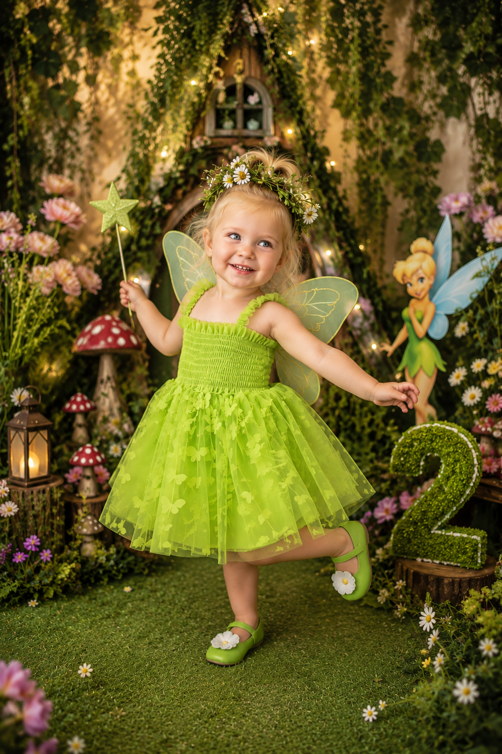 Lime Green Mesh Butterfly Dress #1000566