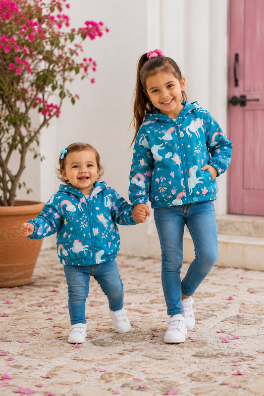 Petrol Blue Unicorn Windbreaker #1001029