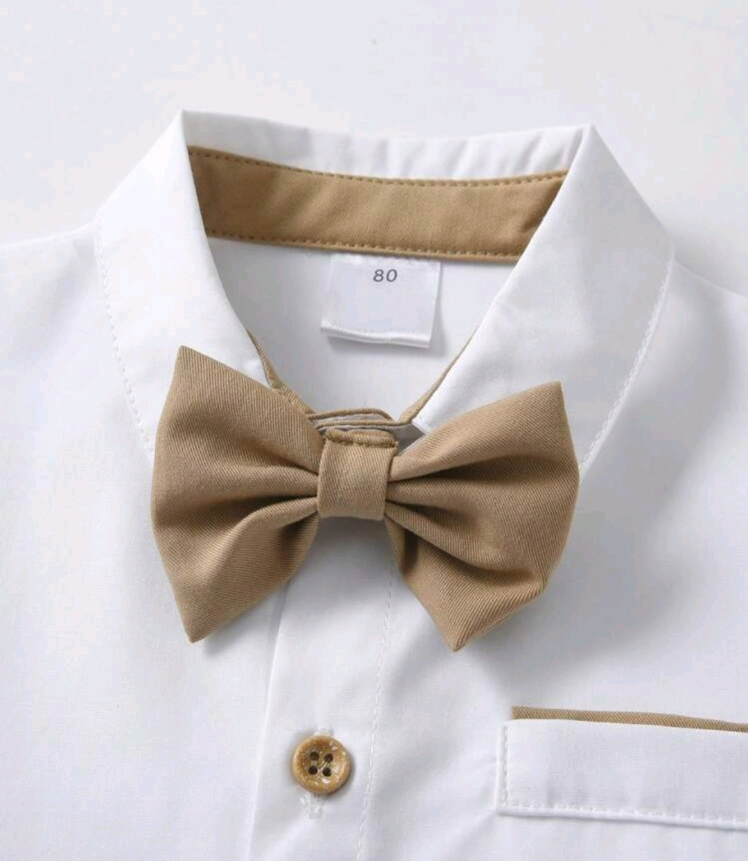Gentleman Suit White Shirt, Chino Pants, Suspenders and Bowtie #2000105
