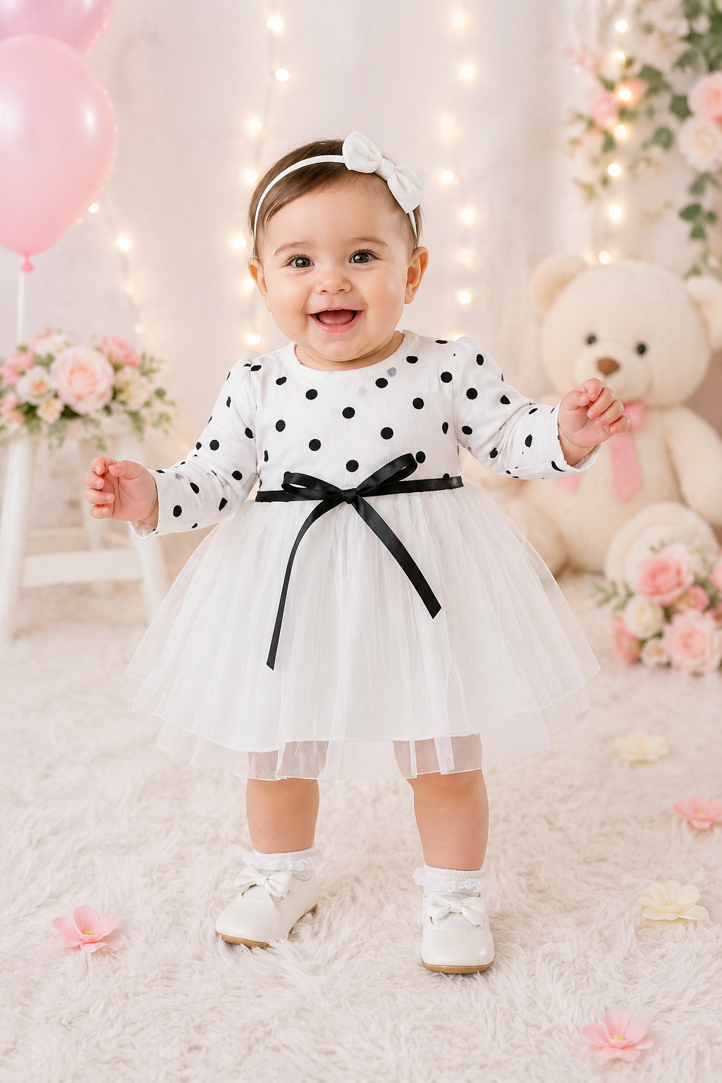White Polka Dress with Romantic Tutu #1001005