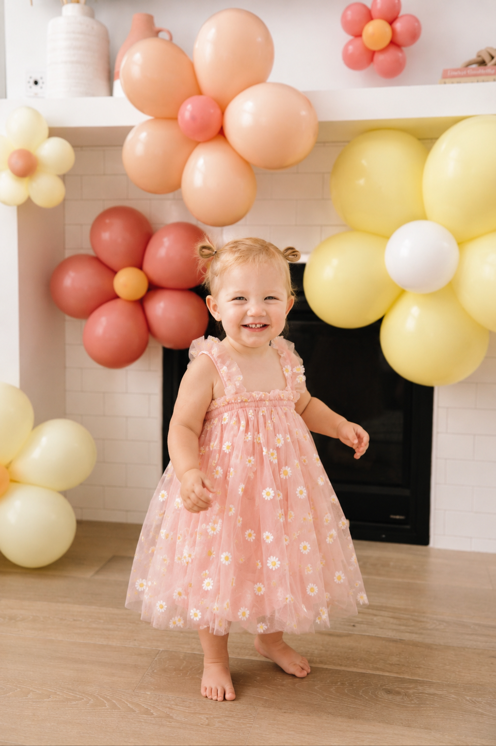 Dusty Pink Daisy Tulle Dress #100091
