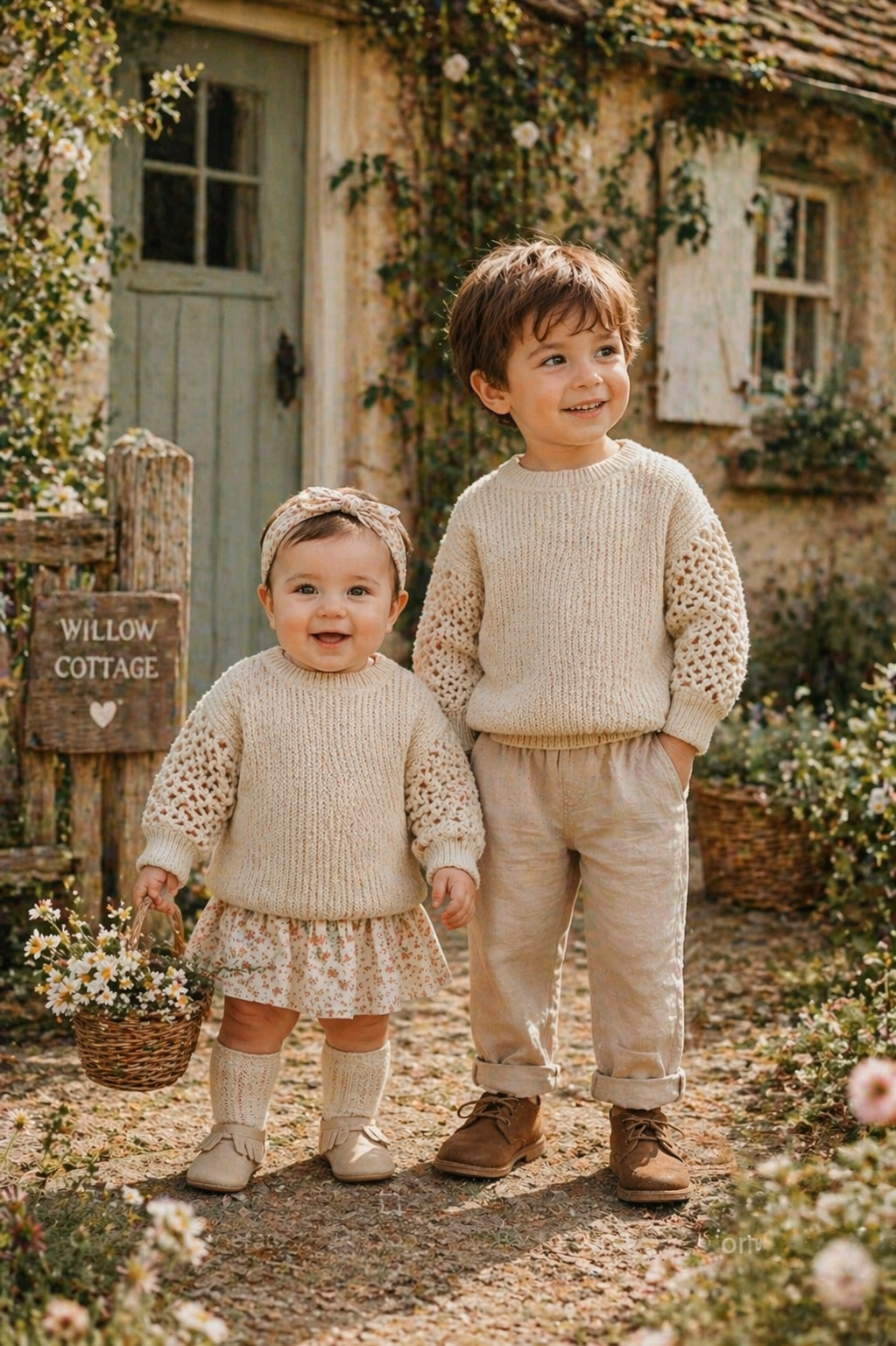 Beige Knitted Sweater Gender Neutral  #1000239