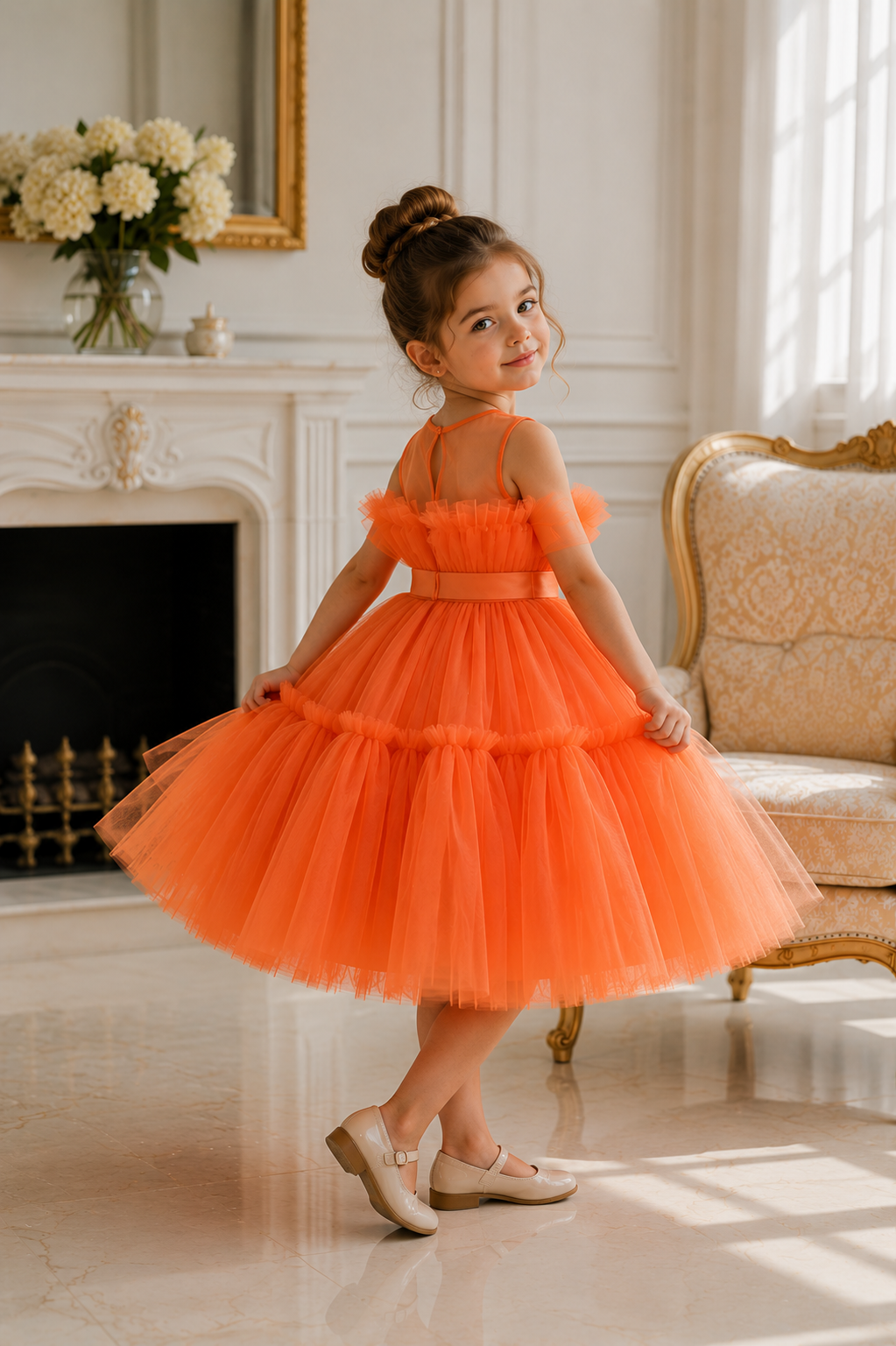 Orange Ruffle Special Occasions Dress #1000898