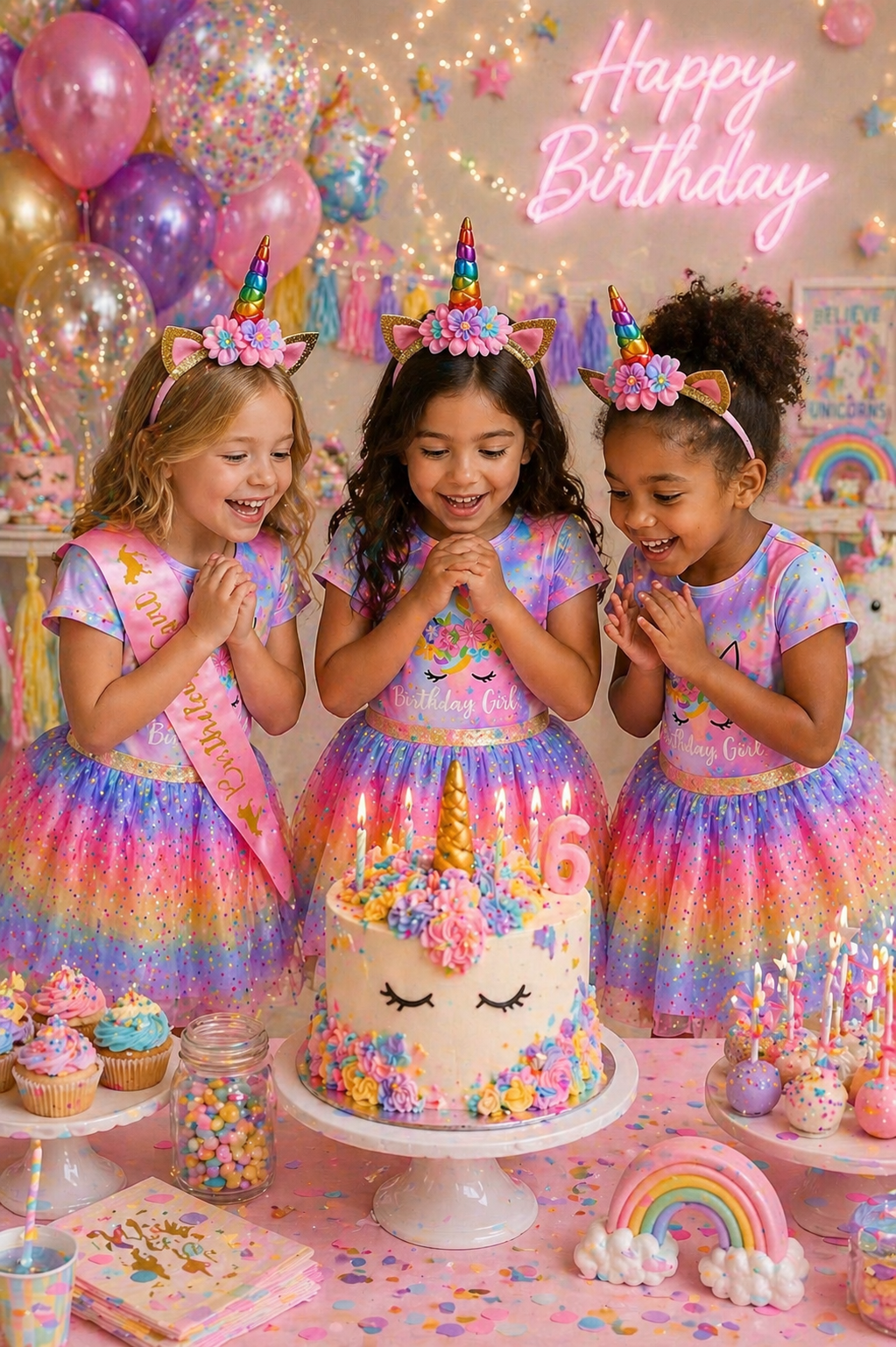 4 PCS Happy Birthday Unicorn Outfit  #1001041