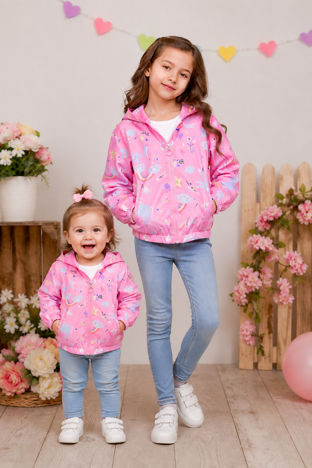 Pink Rainbows and Unicorns Windbreaker Jacket #1001089