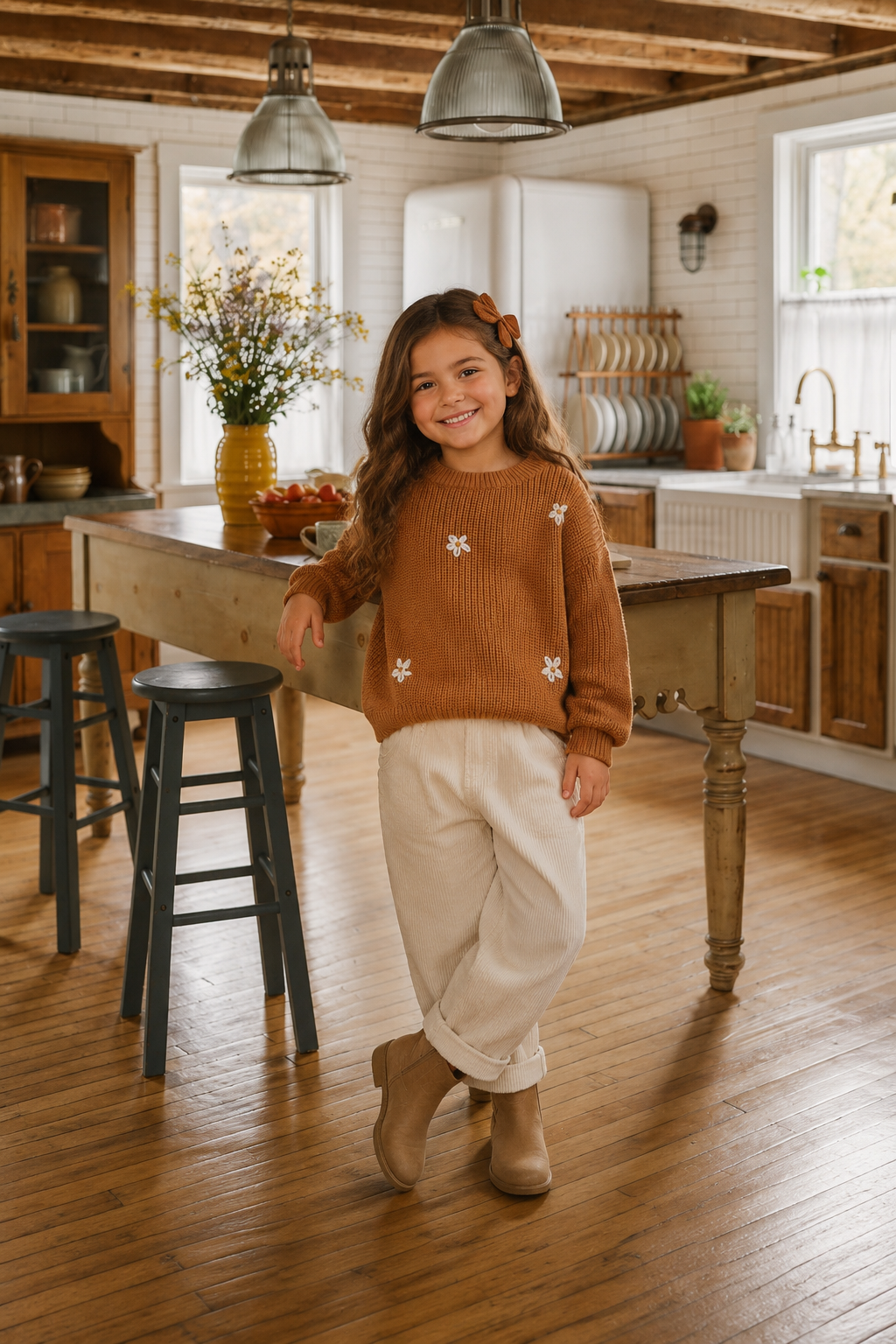 Tan Floral Sweater #1000227