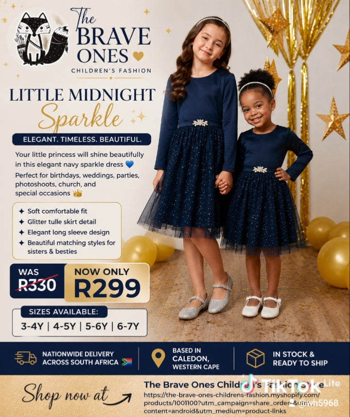 Navy Sparkle Dress with Diamante Detail  #1001100