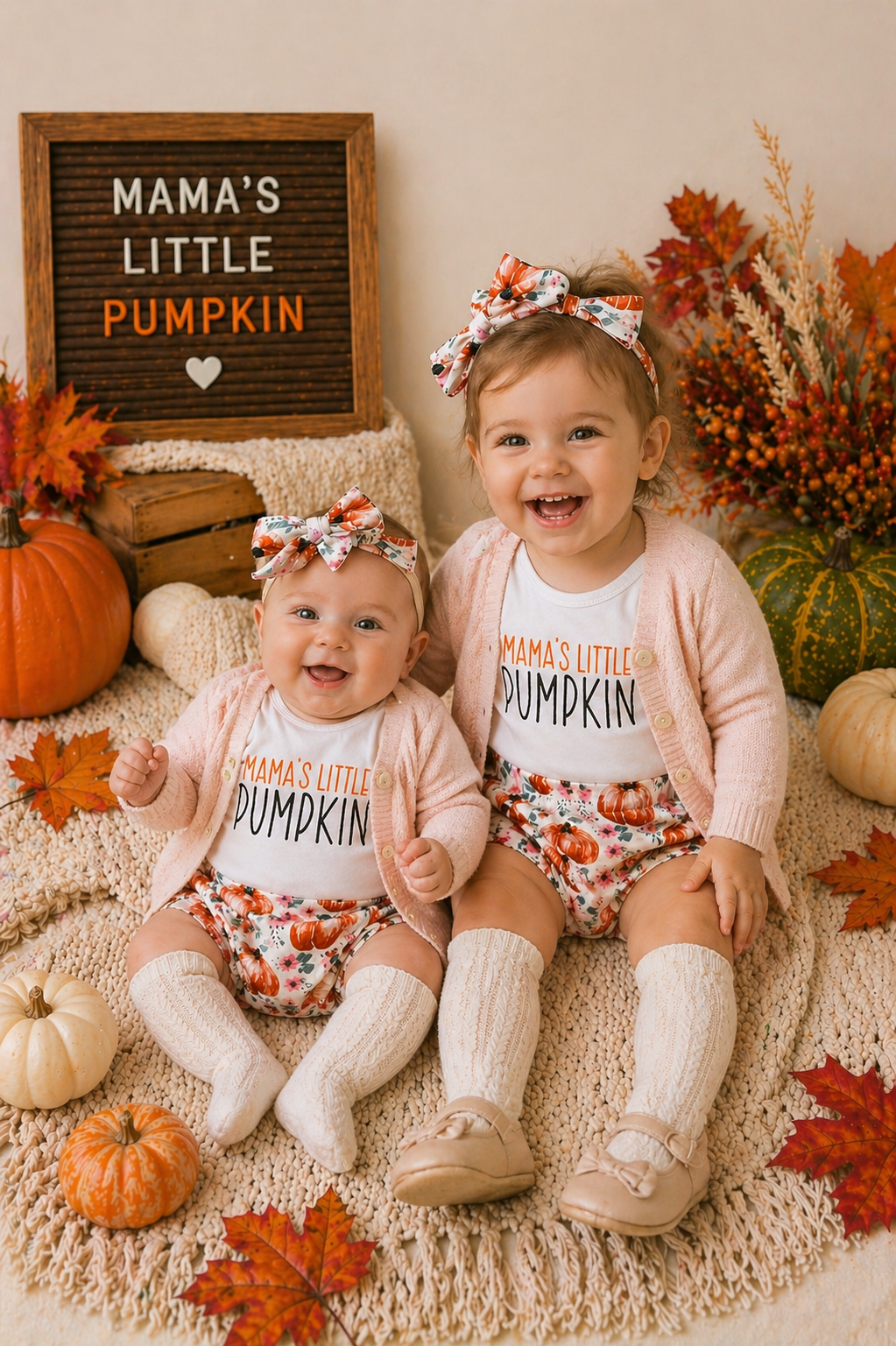 Mama's Little Pumpkin Romper with Bloomer and Headband #1000107