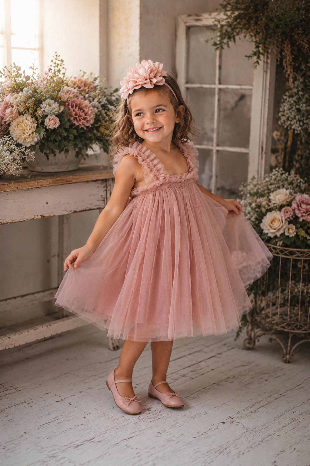 Dusty Pink Tulle Dress #1000951