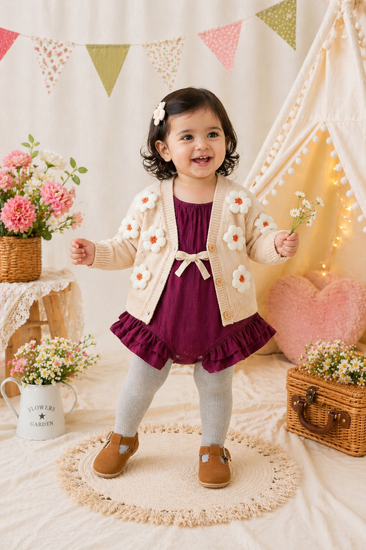 Apricot Floral Cardigan #1000220