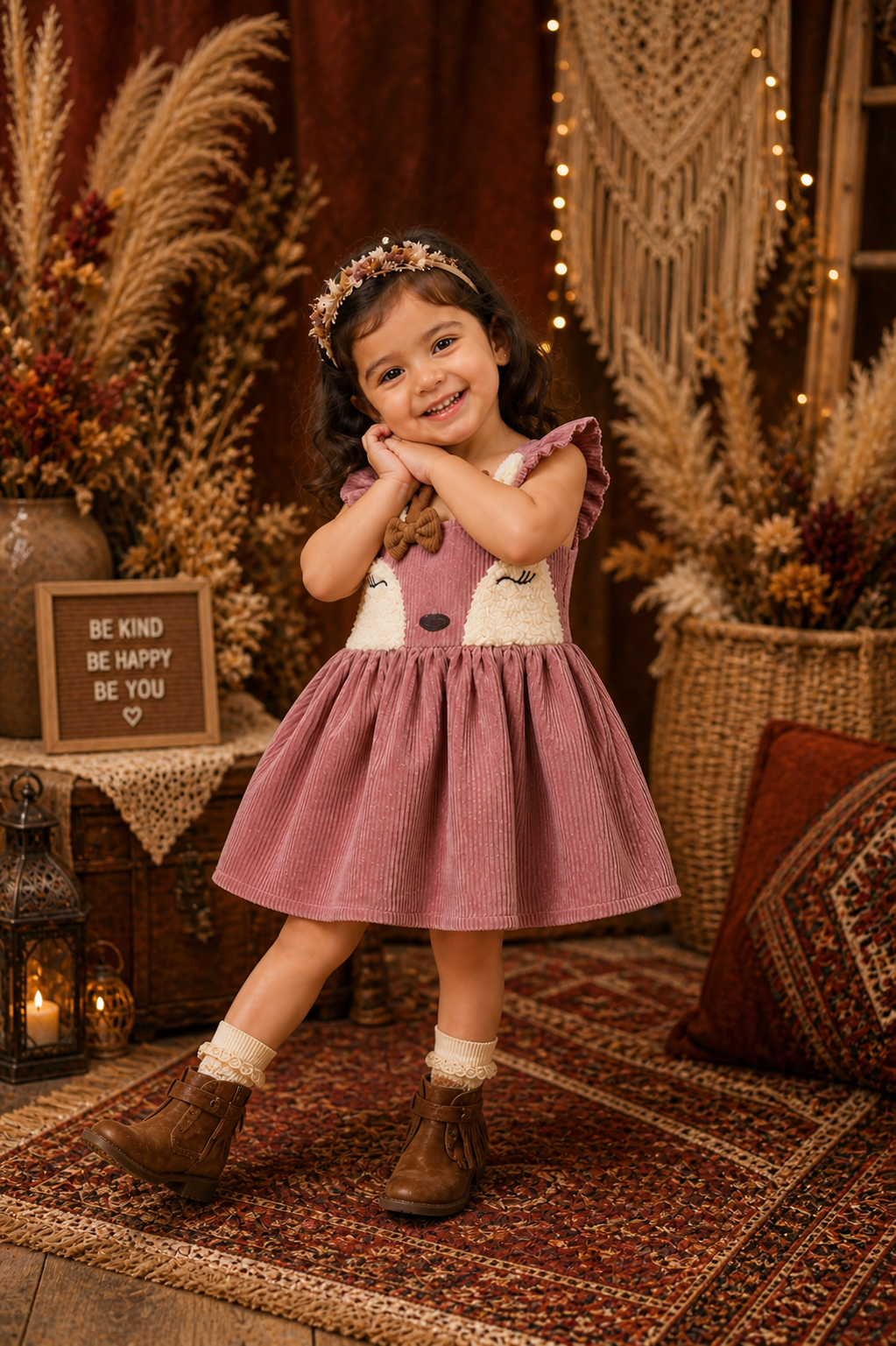 Dusty Pink Corduroy Dress #1001031