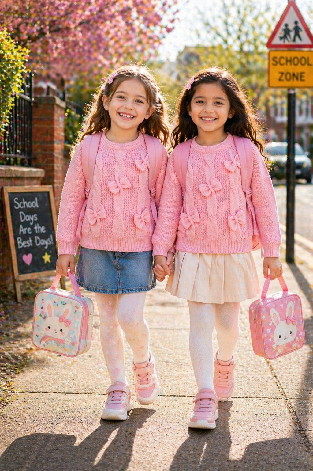 Pink Cable Knitted Sweater with Bow Detail #1000212
