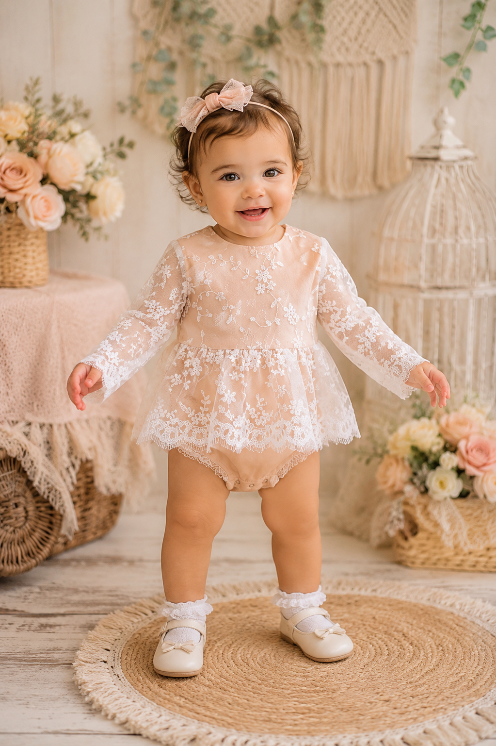 Lace Romper Long Sleeve #1000778