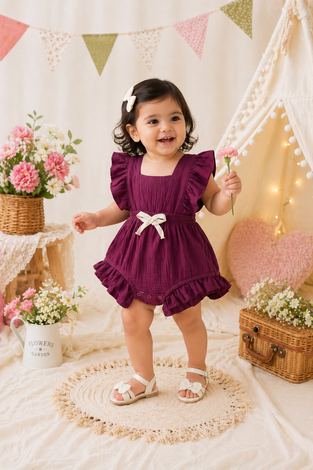Magena Ruffle Muslin Romper #1000151