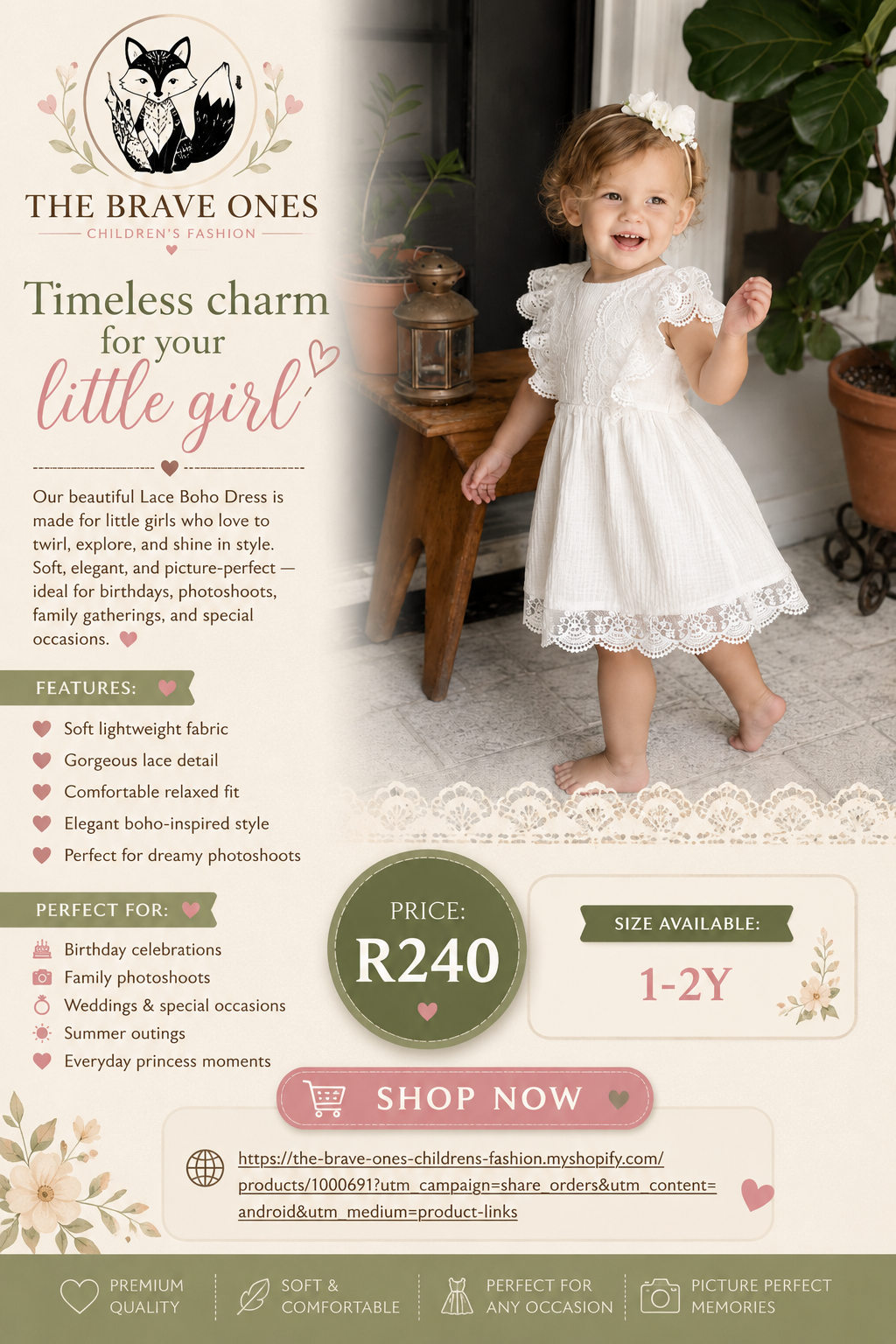 Sibling Outfits,  White Lace Dress #1000691