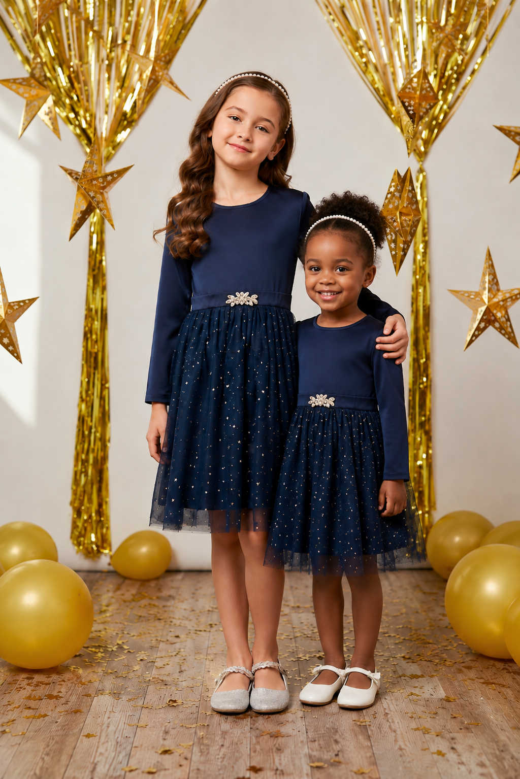 Navy Sparkle Dress with Diamante Detail  #1001100