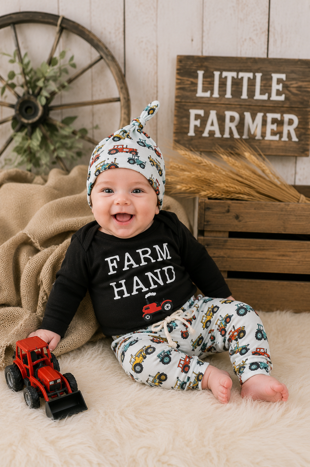 Farm Hand Romper,  Pants and Pumpkin Hat #2000121