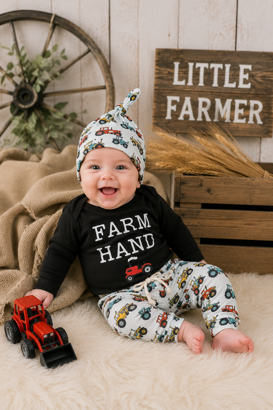 Farm Hand Romper,  Pants and Pumpkin Hat #2000121