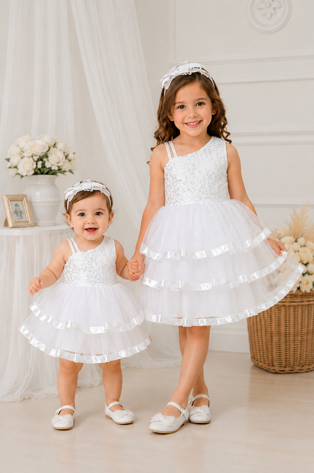 White Ruffle Silver Sequins Special Occasions Dress #1000276
