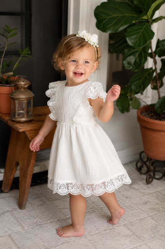 Sibling Outfits,  White Lace Dress #1000691