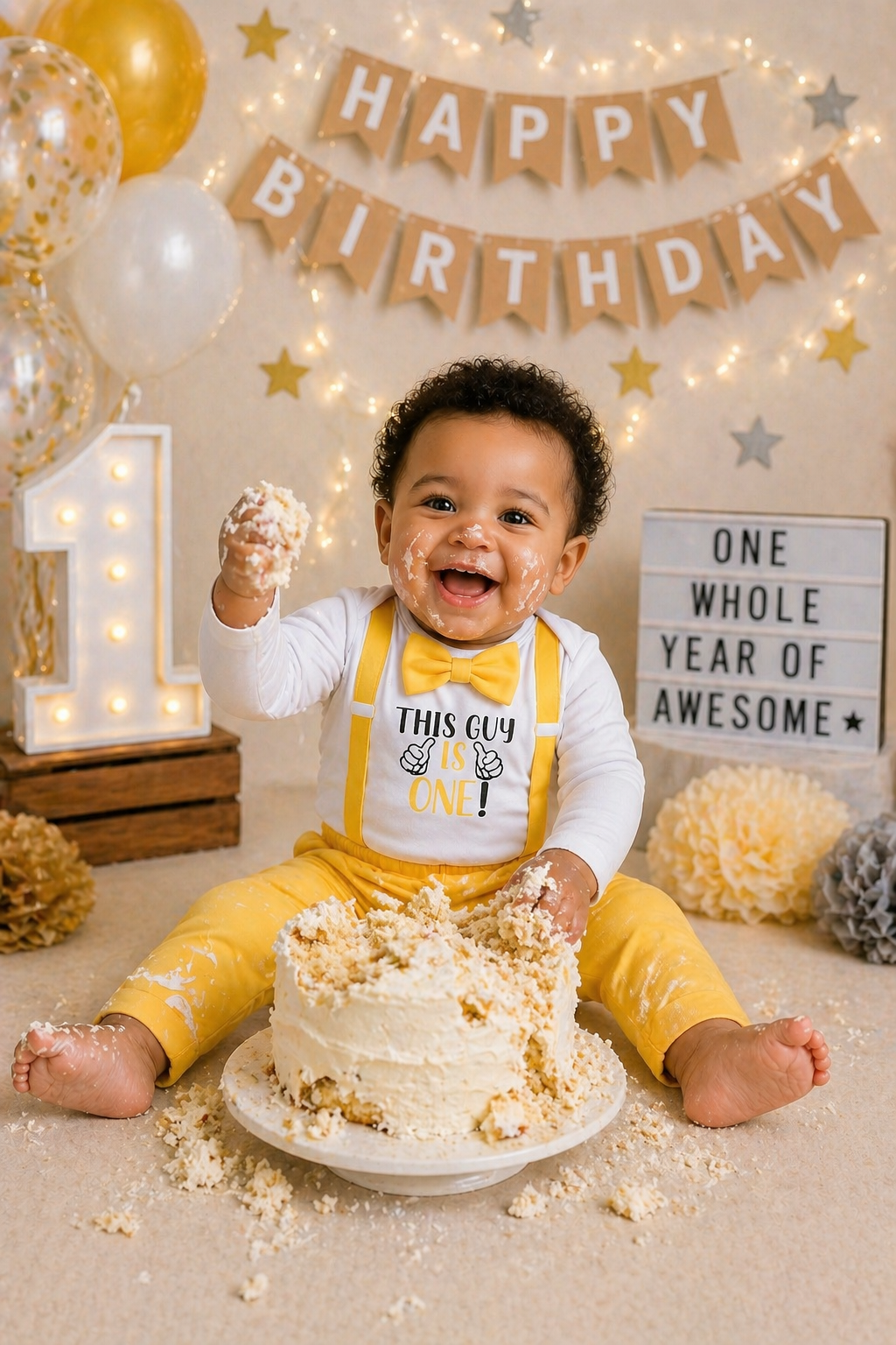 This Guy Is One Birthday Outfit Yellow  #2000326