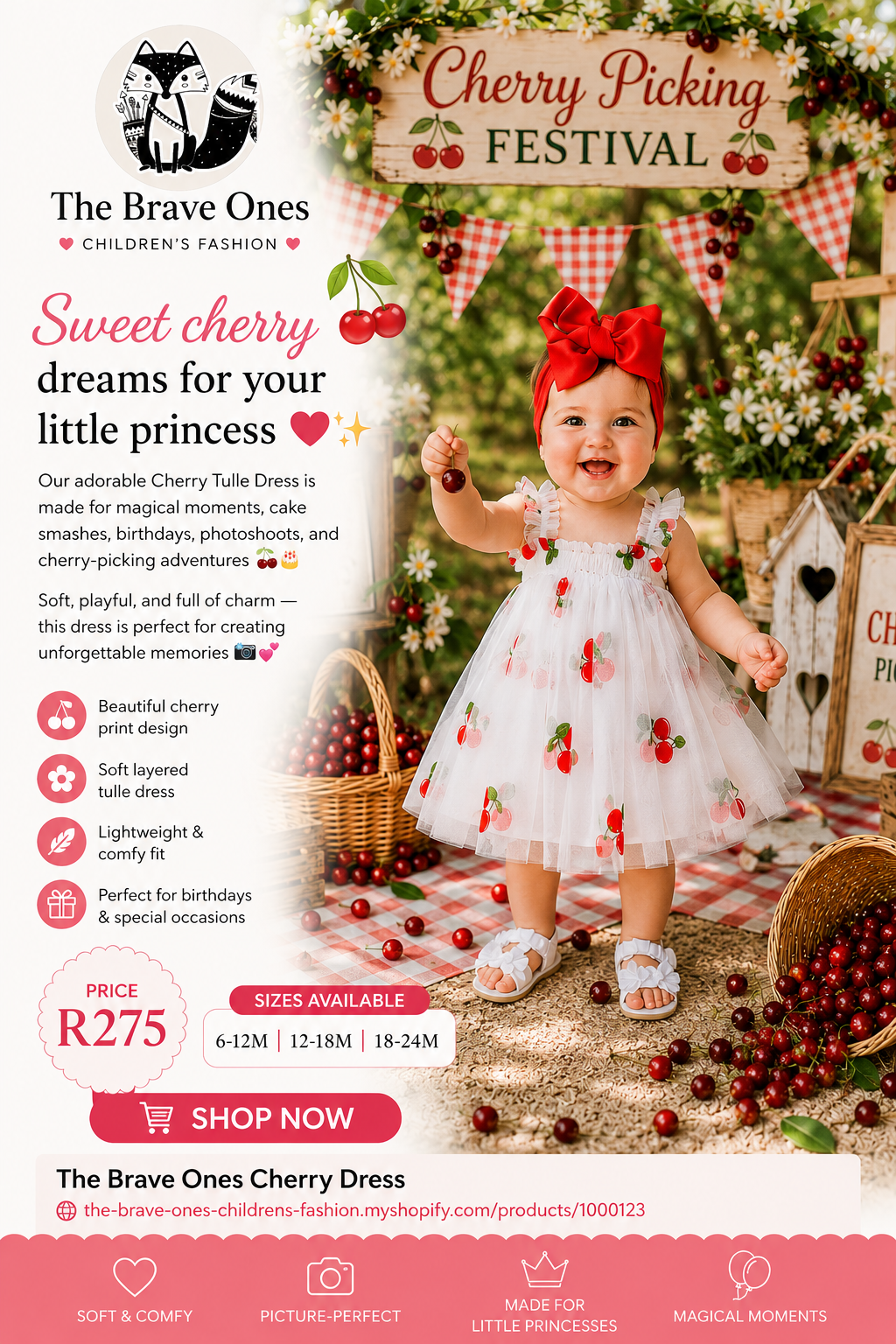 Embroidered Cherry Tulle Dress #1000123