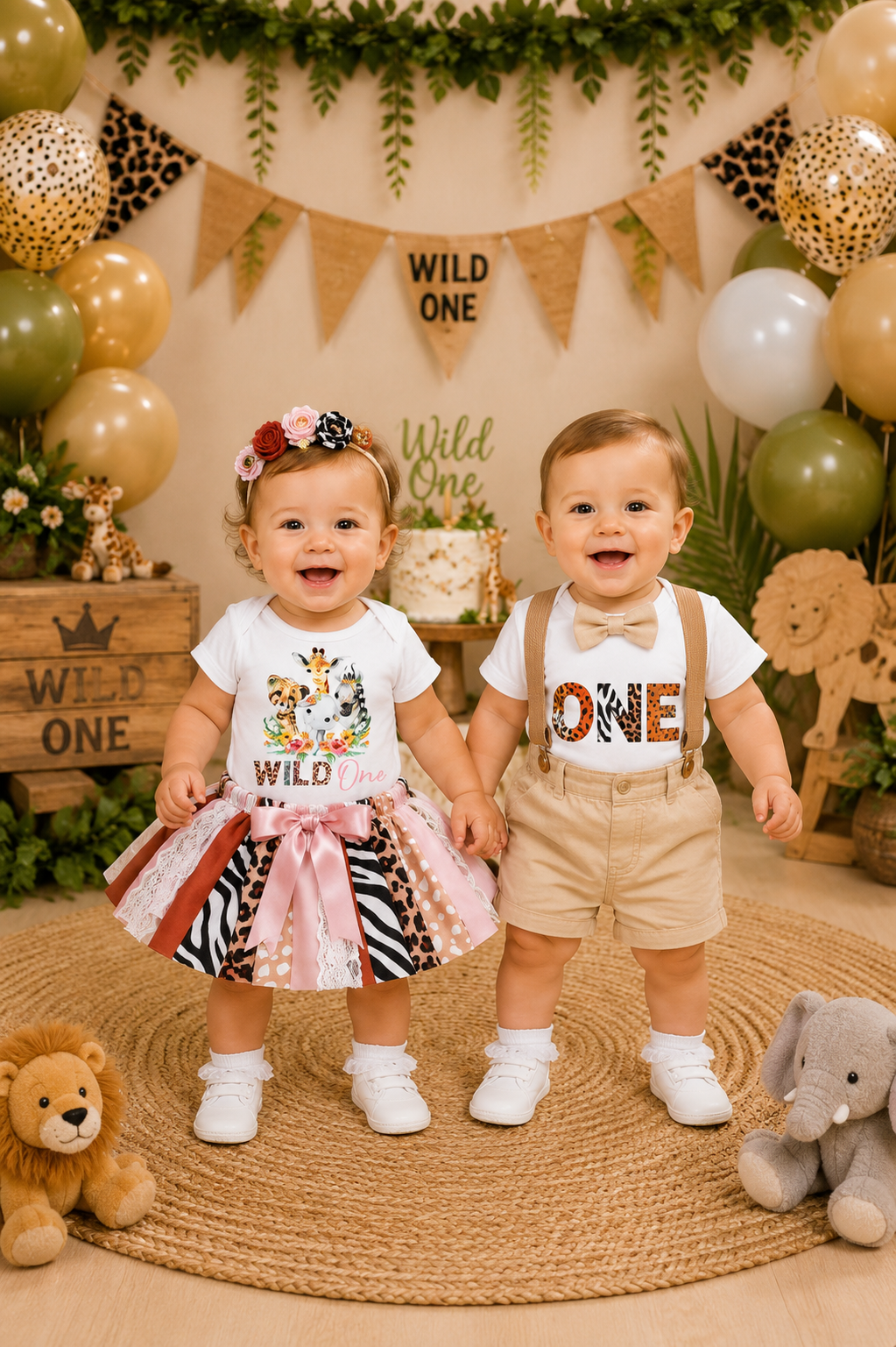 Wild One Birthday Romper, Animal Print Tutu and Headband #1000407