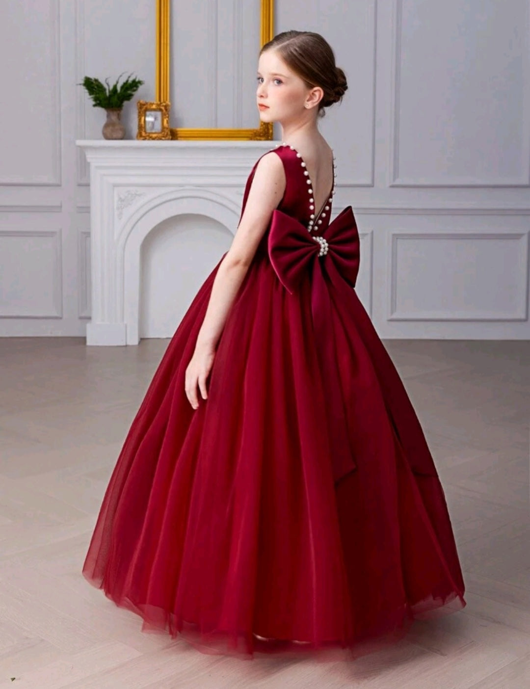 Maroon Special Occasions Dress with Big Bow #1000855