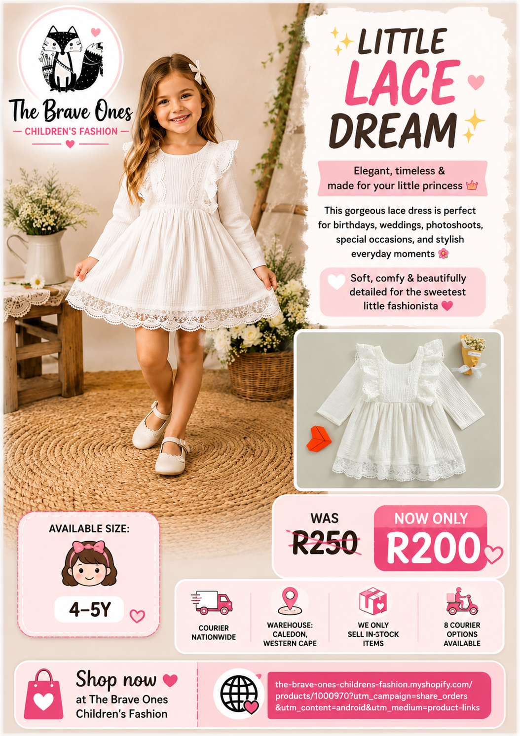 Long Sleeve Dress with Lace Ruffles #1000970
