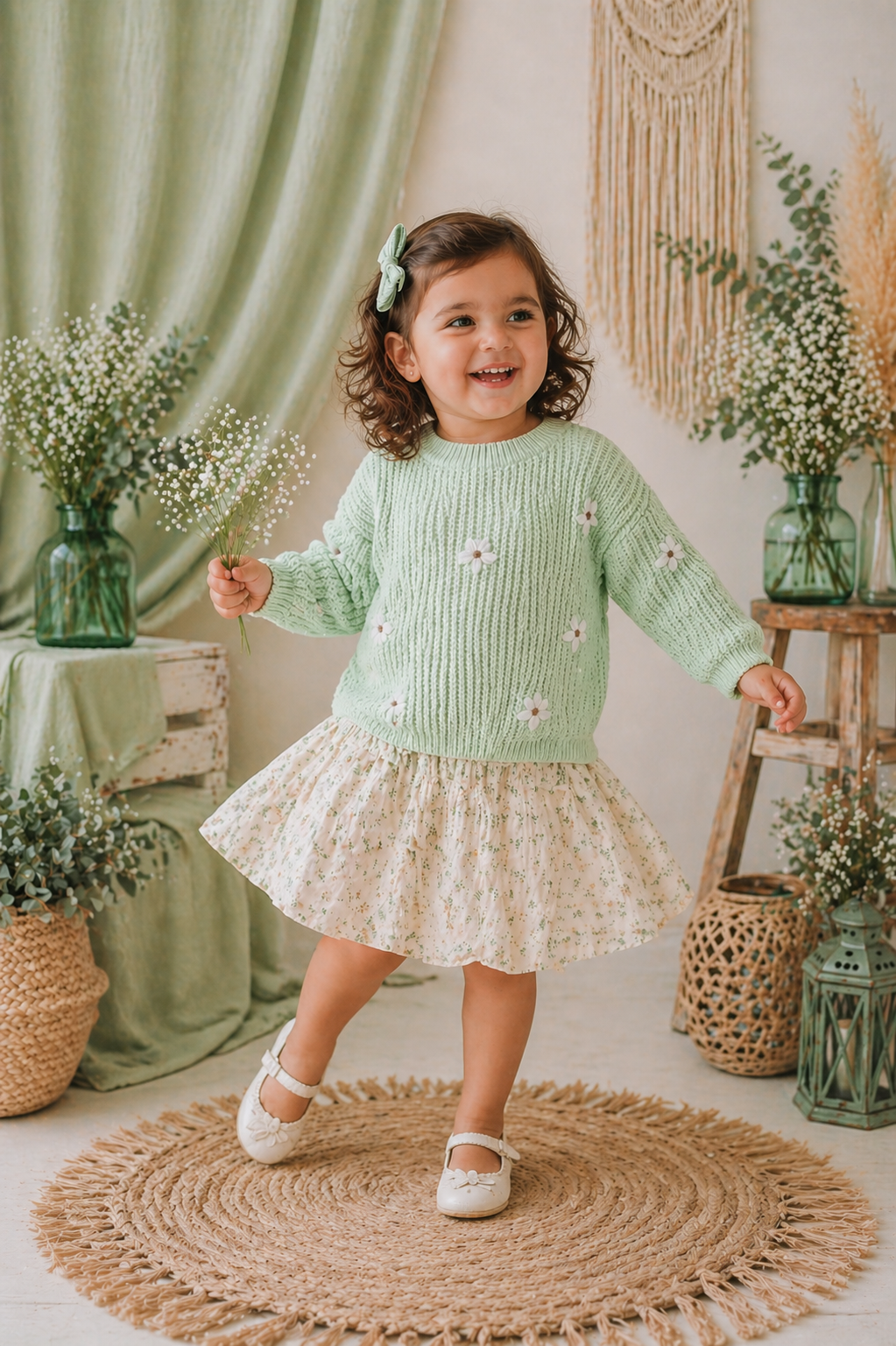 Mint Floral Sweater #1000224