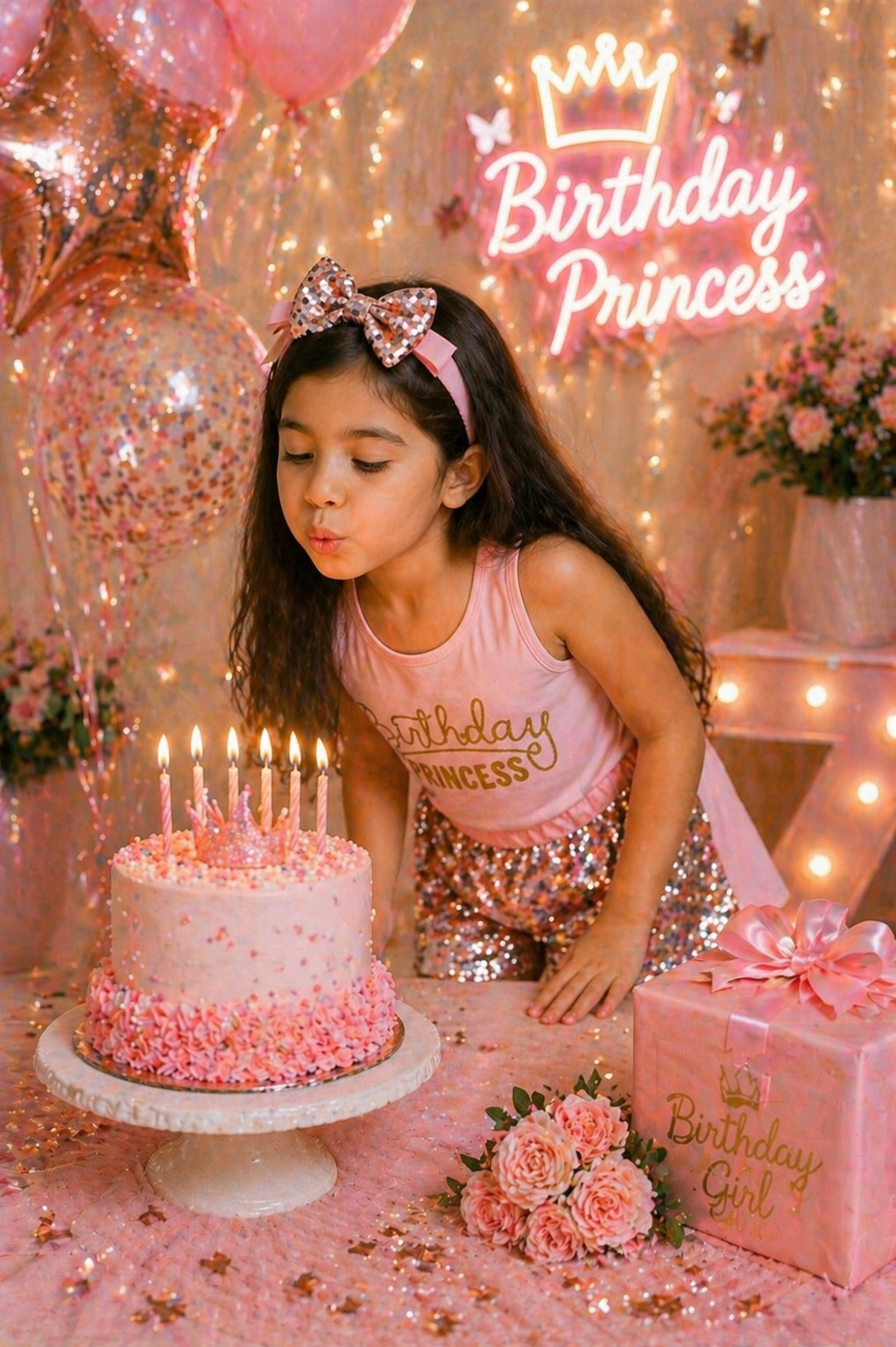 Birthday Princess Top with Sequins Shorts and Headband #1000289