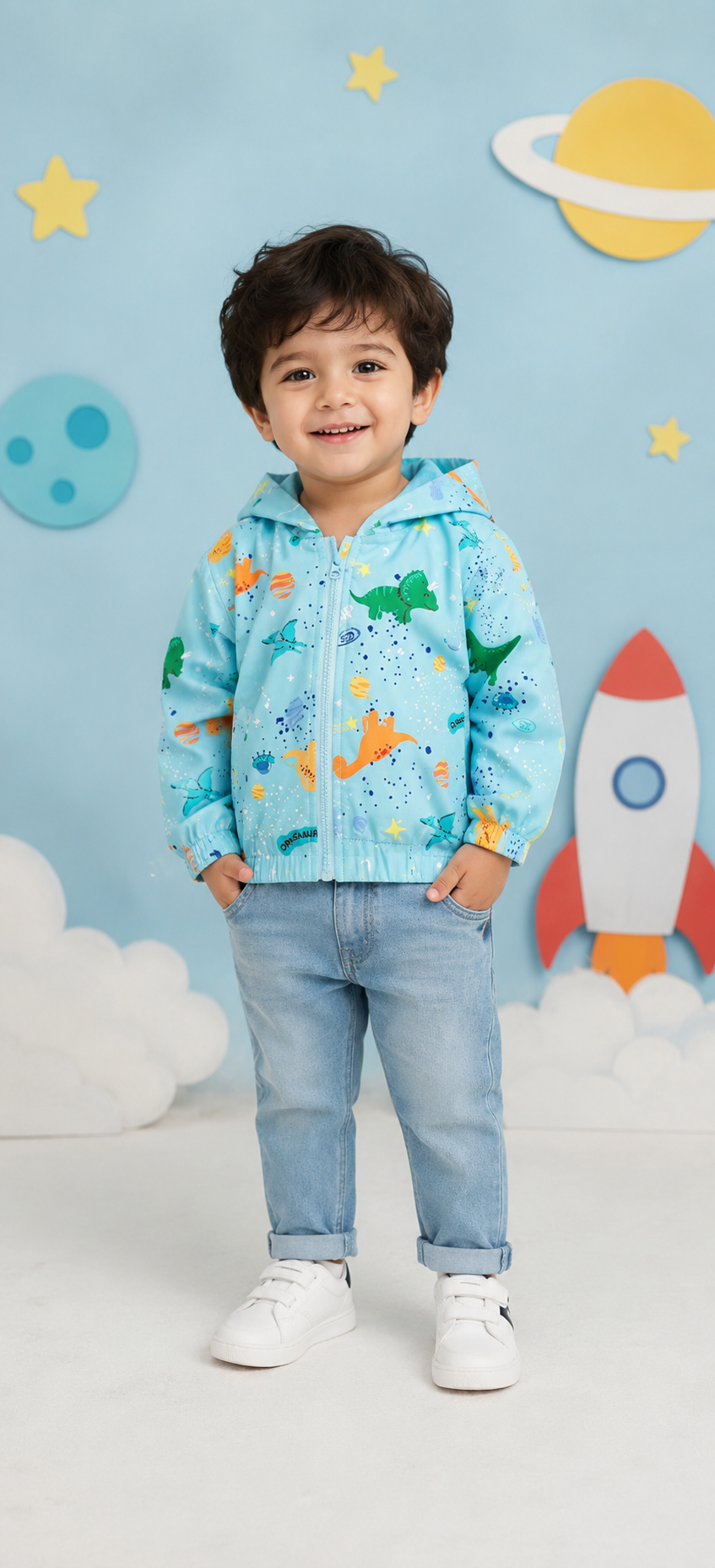 Blue Dinosaur Windbreaker Jacket #1001095