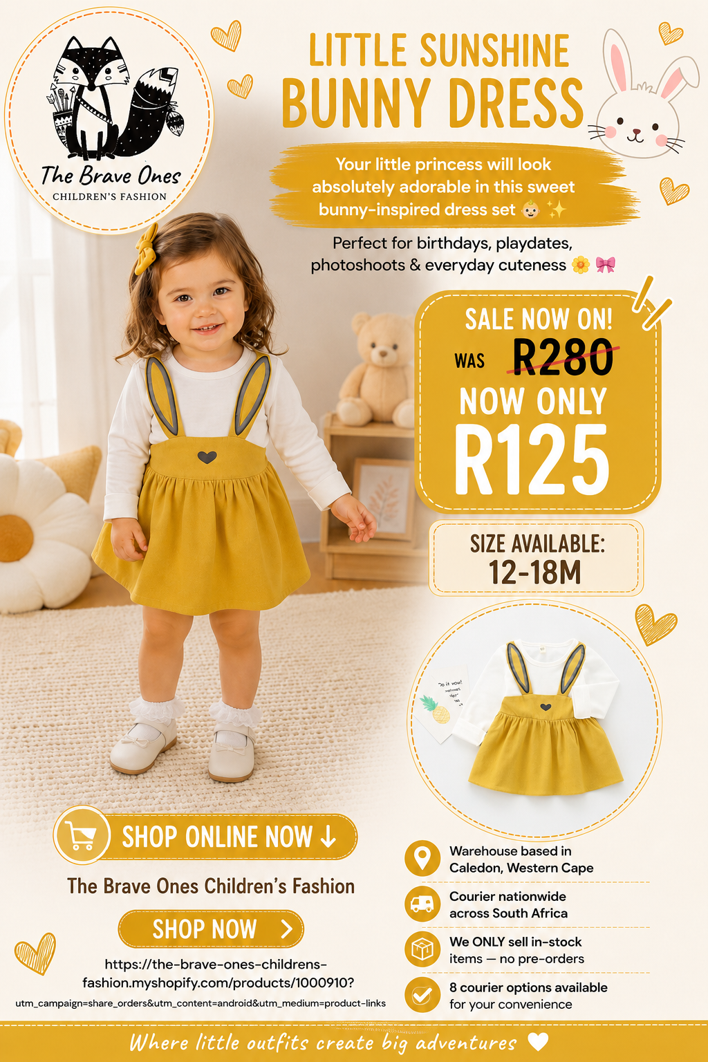 Long Sleeve Yellow Bunny Dress #1000910