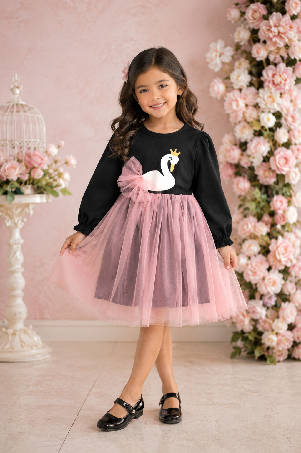 Swan Long Sleeve Dress #1001102