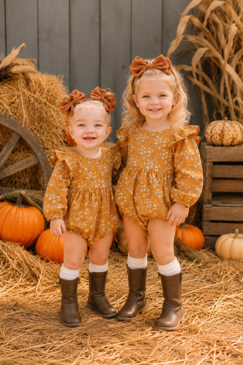 Mustard Floral Balloon Romper #100037