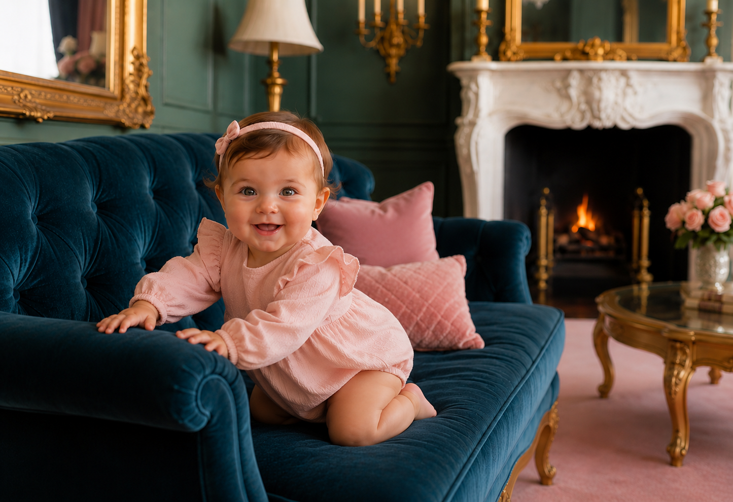 Pink Ruffle Sleeve Balloon Romper #100049