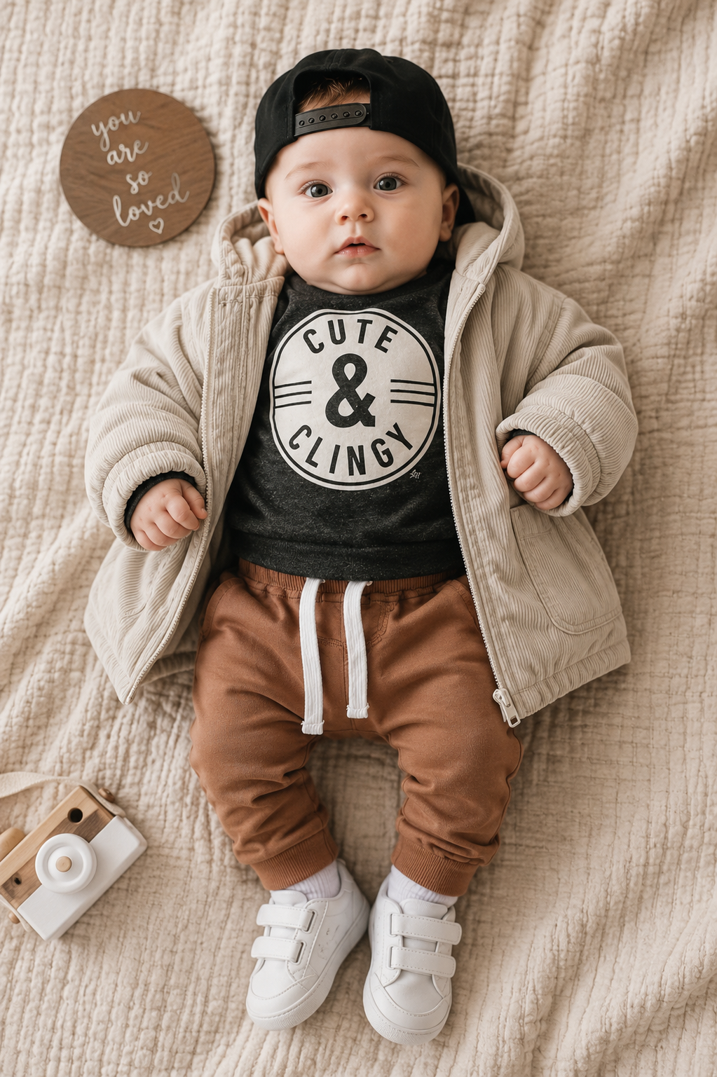 Gray Cute & Clingy Crewnek Top and Toffee Pants #2000340