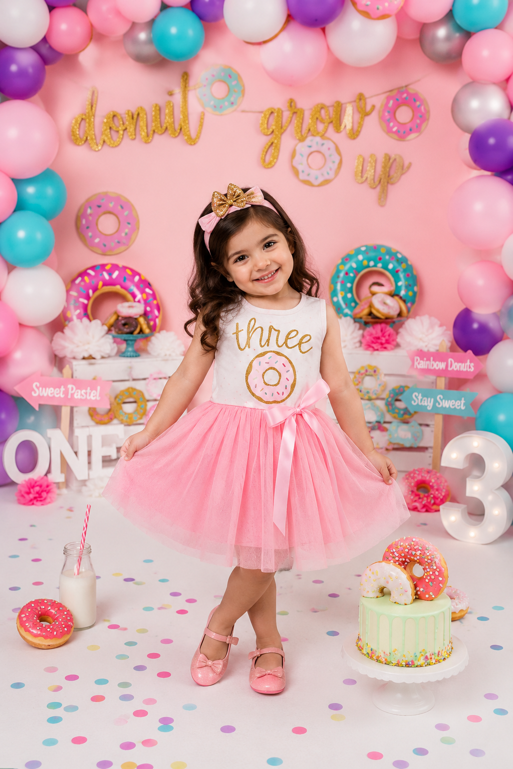 Three Sleeveless Birthday Dresses and Headband  #100088