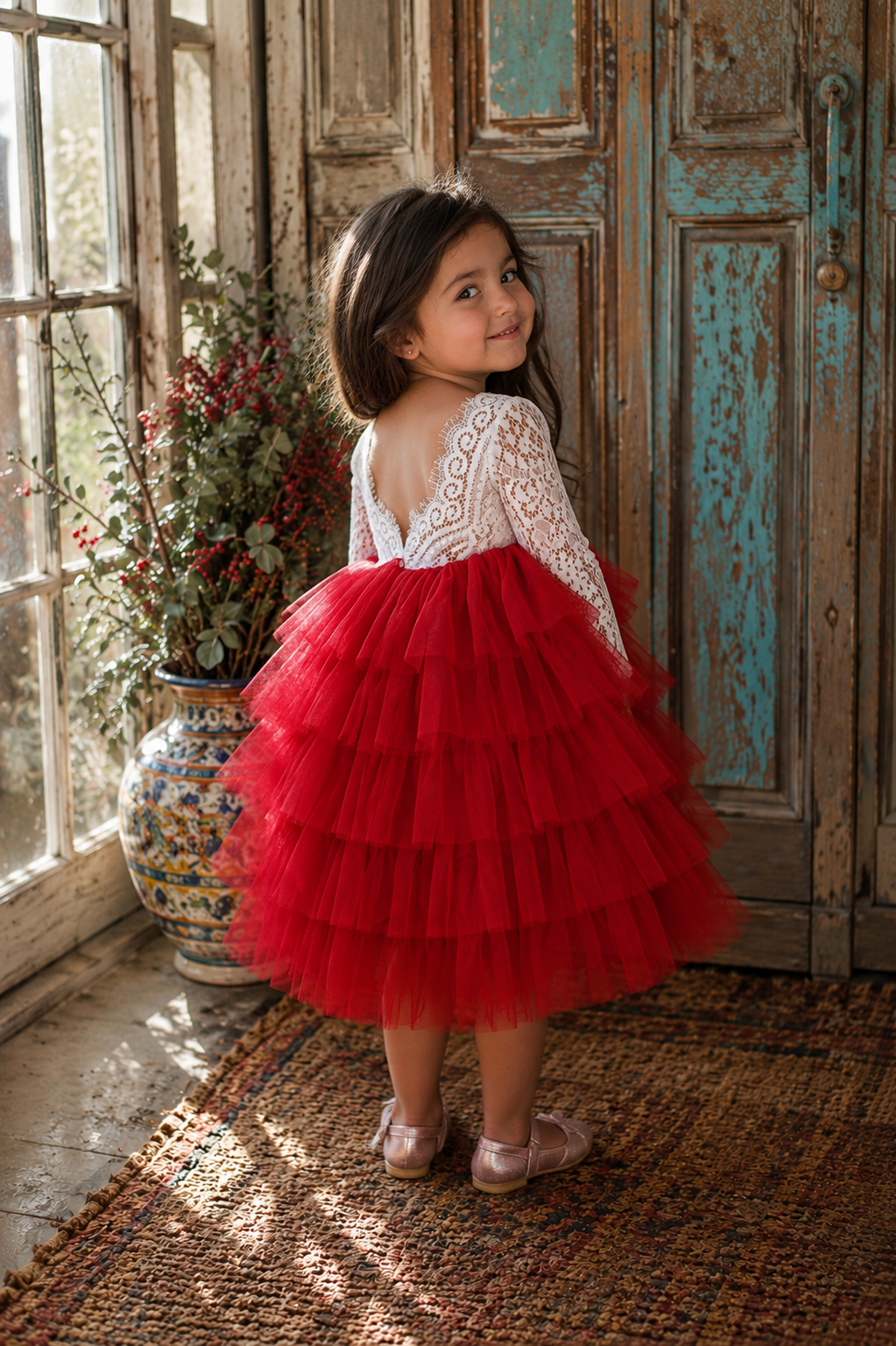 Long Sleeve Lace Red Wine Special Occasions Dress #1000273