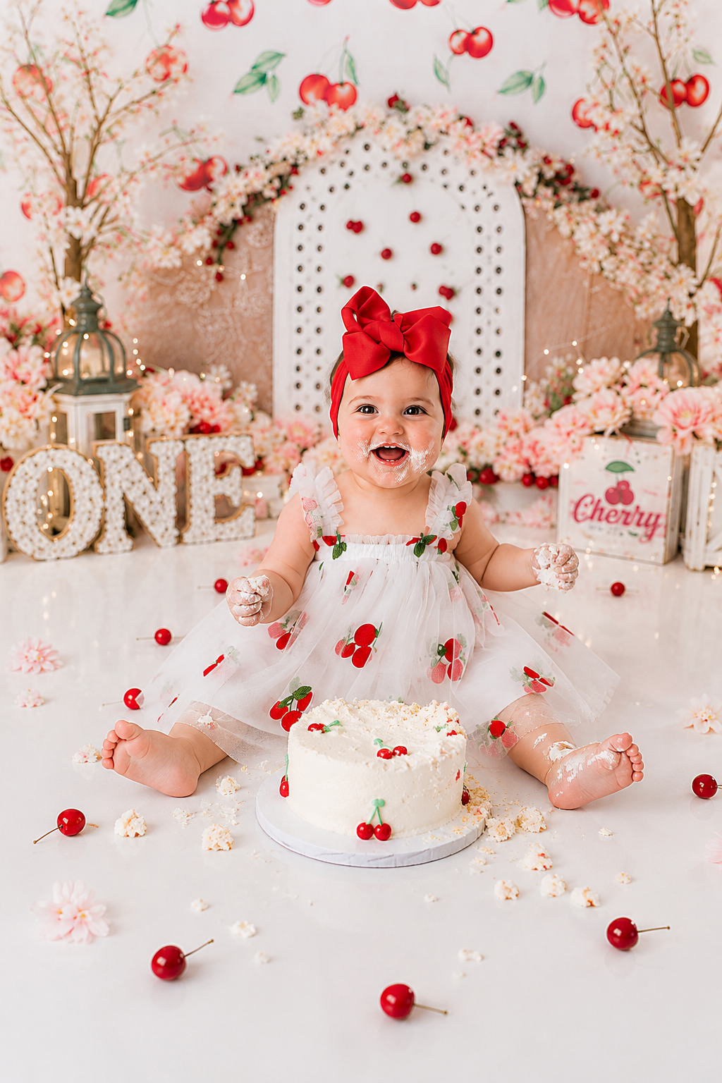 Embroidered Cherry Tulle Dress #1000123