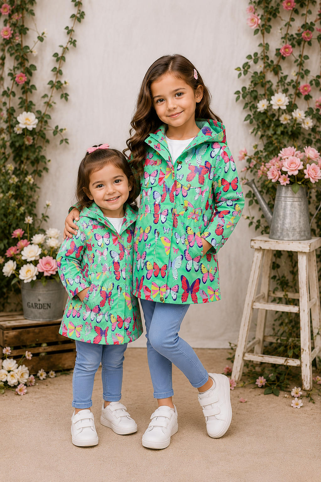 Green Butterfly Hooded Windbreaker Coat #1000236