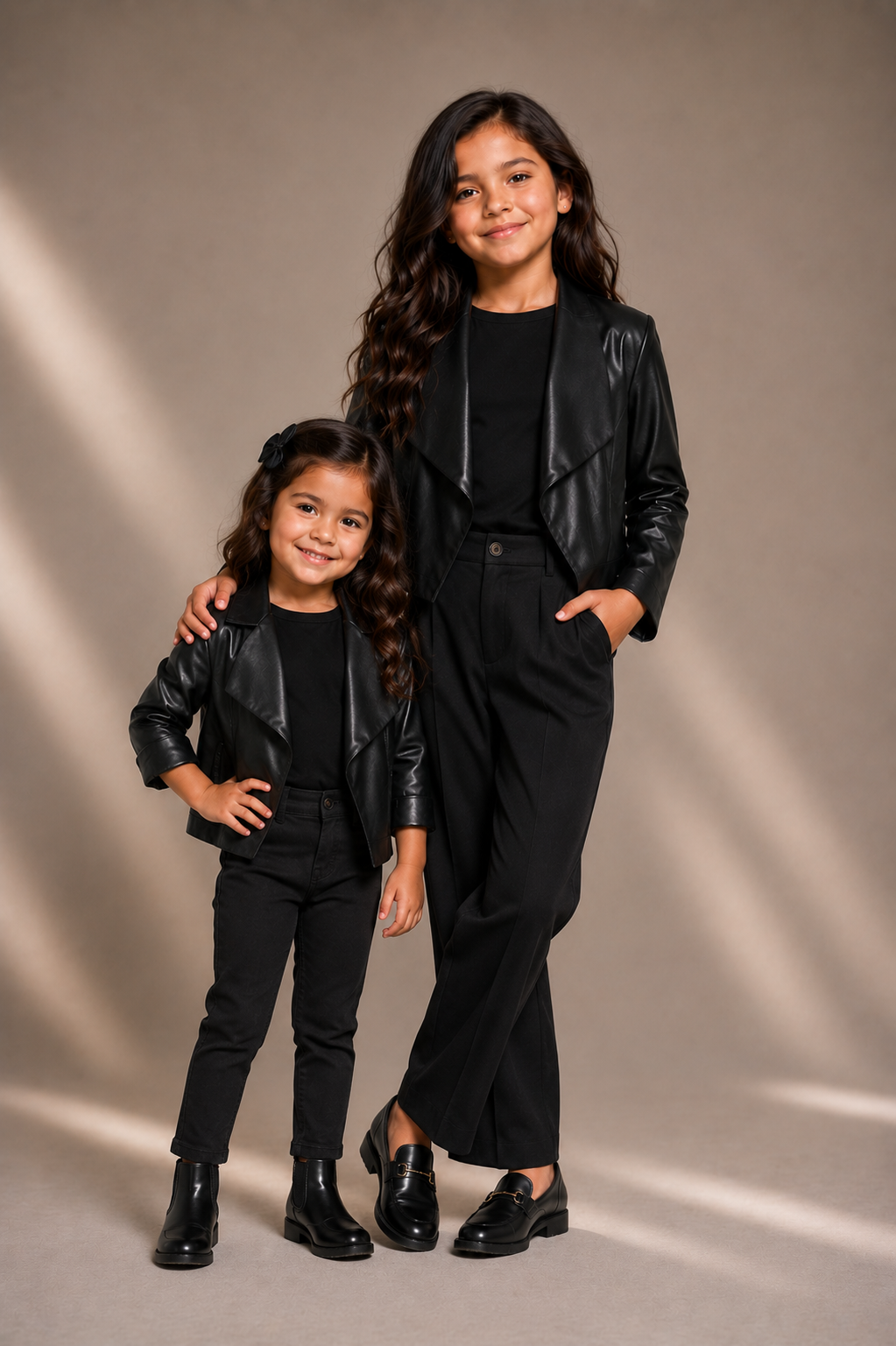 #1000976 Black PU Leather Waterfall Jacket