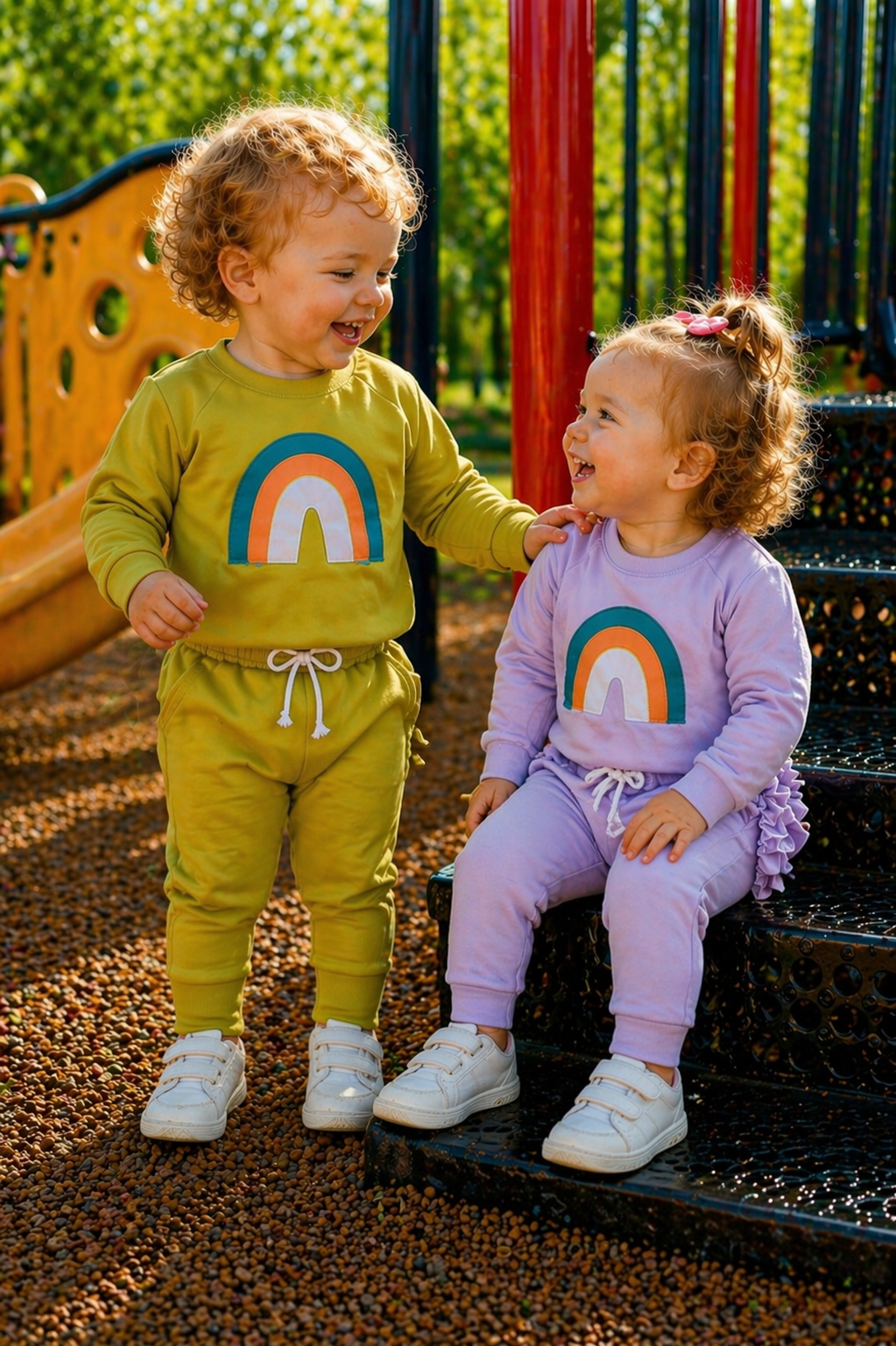 Lavender Rainbow Crewnek Sweatshirt and Pants #1001122
